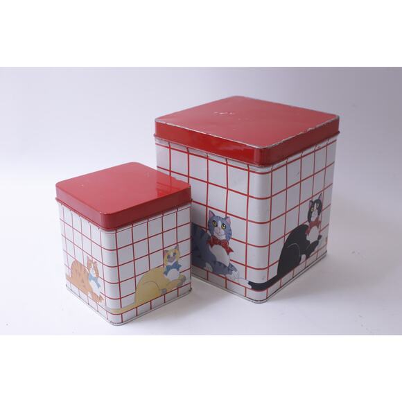 Funny Cats, Tin Box, Set of 2, Vandor, 1983, Japan, Container~ 241211-WH M-19-01 - Picture 1 of 5